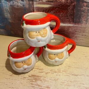 Royal Norfolk Christmas Santa Mugs  Set Of three Holiday Ceramic Mugs VTG